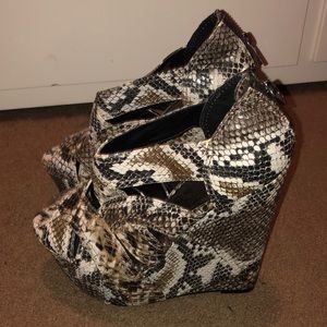 Snake Print Wedges